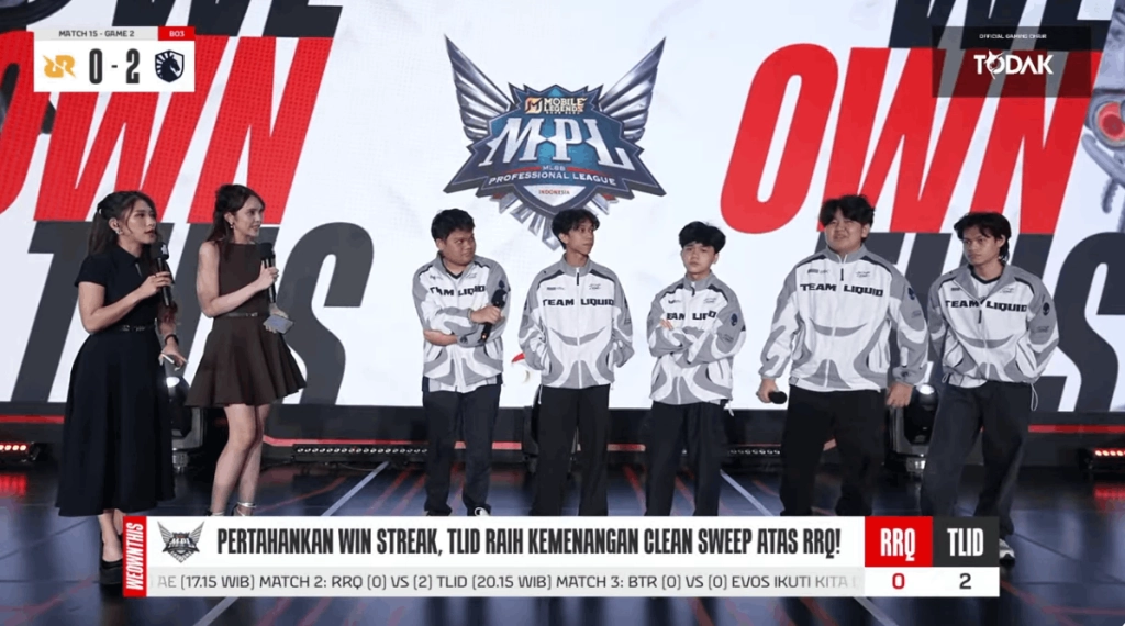 Hasil MPL S17 W2:  Team Liquid ID Terlalu Perkasa, RRQ Hattrick Kalah